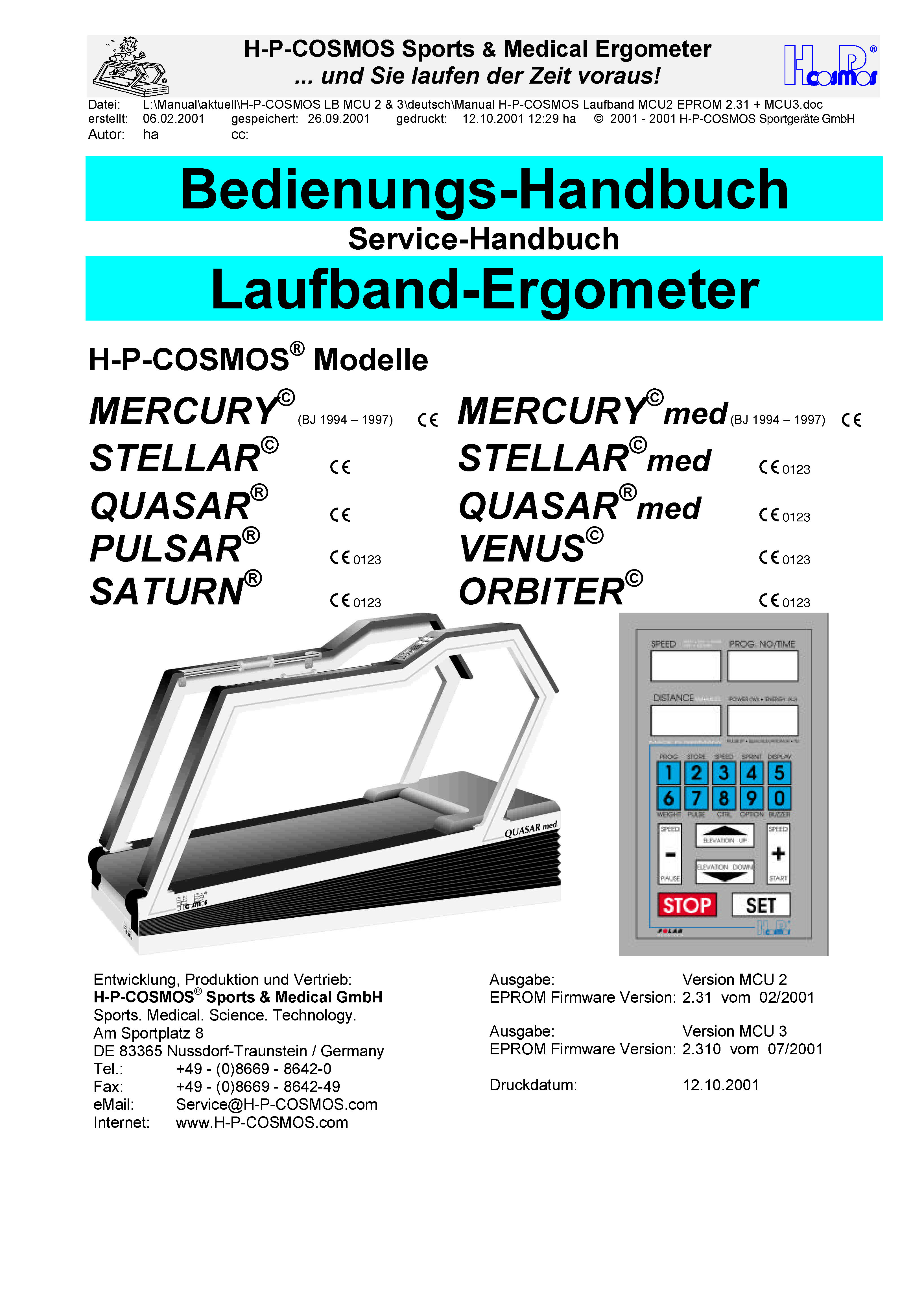Gebrauchsanweisung Laufband MCU2