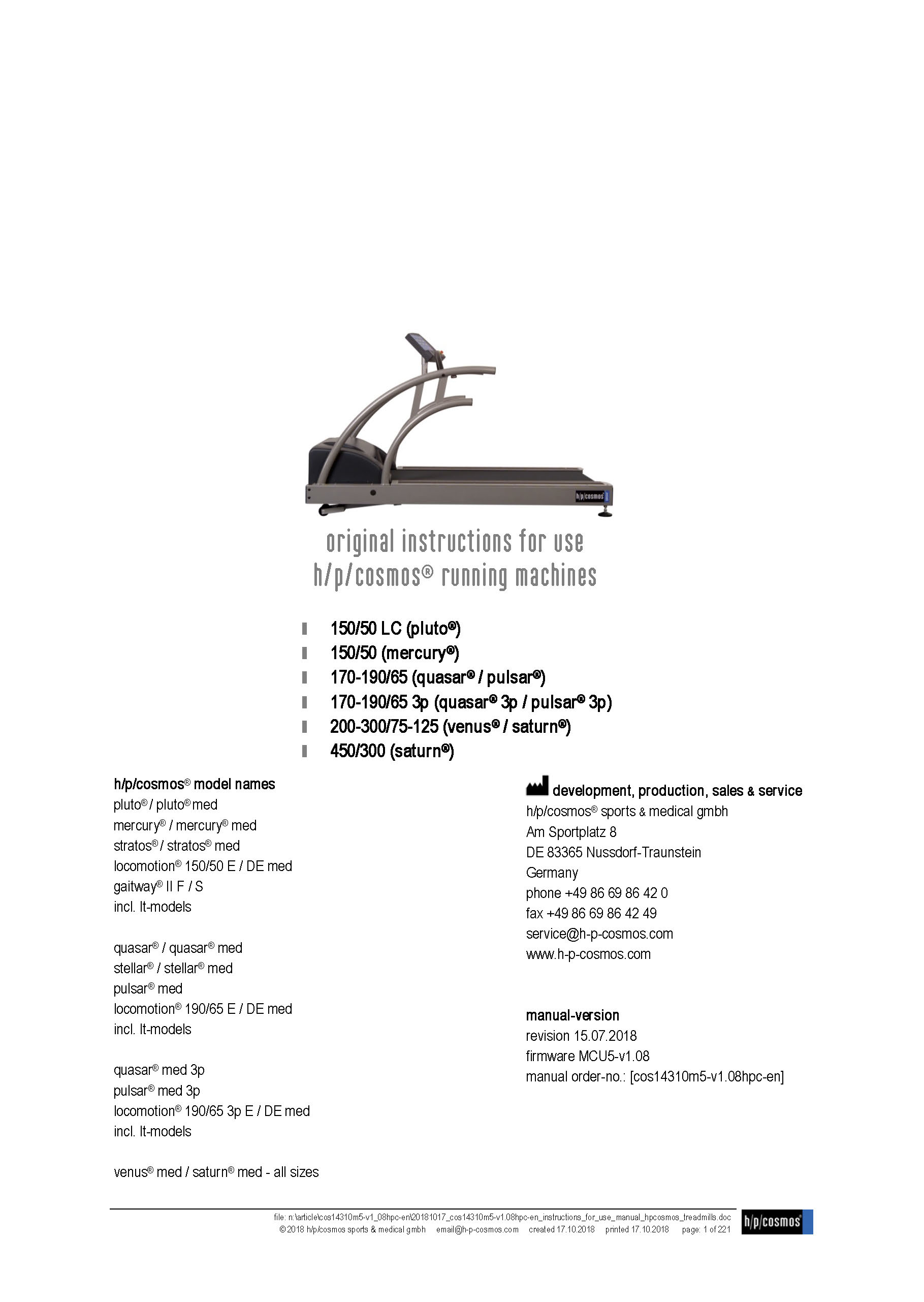 IFU instructions for use hpcosmos manual MCU4 MCU5